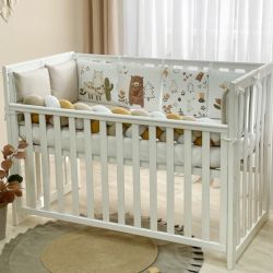  Neugeborenen-Bettwäscheset mit Stoßstangen 'Alpaka Beige' 14-teiliges 100% Baumwolle, fig. 1 
