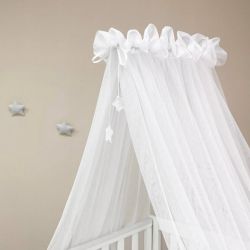  Weiße Betthimmel fürs Babybett 4m Tüll Baldachin, fig. 4 