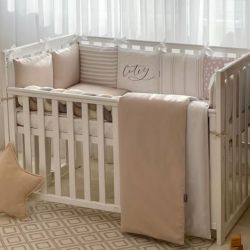 14-tlg Baby Bettwäsche Set mit Umrandung 'Cutey' 100% Baumwolle, fig. 1 