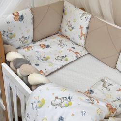  14-tlg Baby Bettwäsche Set mit Umrandung 'Tiere' 100% Baumwolle, fig. 1 