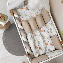  14-tlg Baby Bettwäsche Set mit Umrandung 'Tiere' 100% Baumwolle, fig. 3 