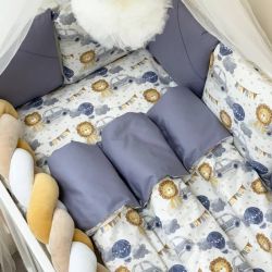  14-teiliges Bettwäsche-Set für Babybetten „Löwe & Auto“, 100 % Baumwolle, fig. 2 