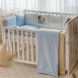 Kinderbettwäsche-Set mit Nestchen 'Baby Teddy' blau