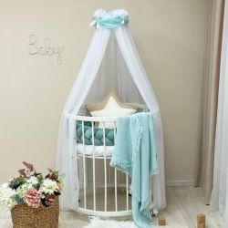  Weiße Betthimmel fürs Babybett 4m Minze, fig. 1 