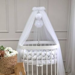  Weiße Betthimmel mit Pompons fürs Babybett 9m, fig. 1 