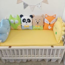 Baby Bettumrandung Kissen WALDTIERE 240 cm
