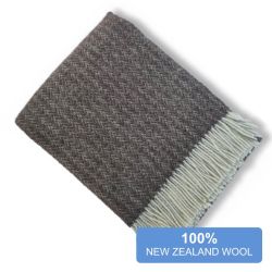  Brown Herringbone Throw Blanket — 100% New Zealand Wool, 140x200 cm (55x79″), Eco-Friendly, Fringed, for Sofa or Bed, fig. 1 