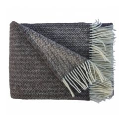  Brown Herringbone Throw Blanket — 100% New Zealand Wool, 140x200 cm (55x79″), Eco-Friendly, Fringed, for Sofa or Bed, fig. 2 