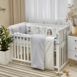 Babybettwäscheset mit Nestchen „Friends“ grau
