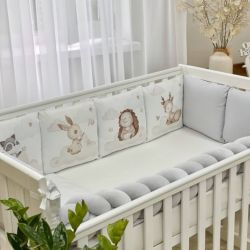  Babybettwäscheset mit Nestchen „Friends“ grau 14-tlg 100% Baumwolle, fig. 1 