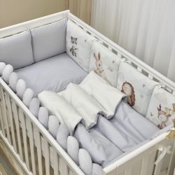  Babybettwäscheset mit Nestchen „Friends“ grau 14-tlg 100% Baumwolle, fig. 6 