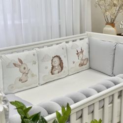  Babybettwäscheset mit Nestchen „Friends“ grau 14-tlg 100% Baumwolle, fig. 8 