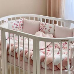  14-tlg Schmetterlinge Bettwäsche-Set für Babybett 60x120 für Mädchen Komplettset, fig. 10 