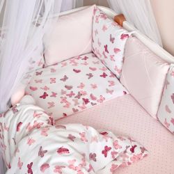  14-tlg Schmetterlinge Bettwäsche-Set für Babybett 60x120 für Mädchen Komplettset, fig. 3 