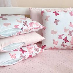  14-tlg Schmetterlinge Bettwäsche-Set für Babybett 60x120 für Mädchen Komplettset, fig. 7 