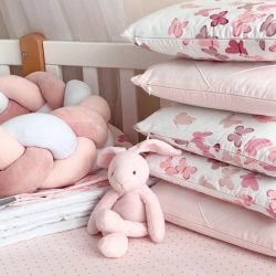  14-tlg Schmetterlinge Bettwäsche-Set für Babybett 60x120 für Mädchen Komplettset, fig. 8 