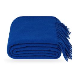  Blaue 100% Wolldecke mit Fransen, 140x200 cm, fig. 1 