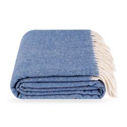  Blaue Wolldecke mit Kaschmir 140x200 cm – Natur, Atmungsaktiv, Kuscheldecke, Sofa- & Bettüberwurf, fig. 1 