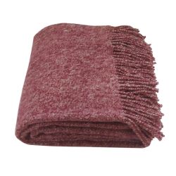  Plaid en laine mérinos 100% bordeaux – Couverture douce et chaude, fig. 2 