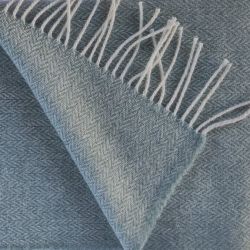  Sage Green Herringbone Throw Blanket — 100% New Zealand Wool, 140x200 cm (55x79″), Eco-Friendly, Fringed, for Sofa or Bed, fig. 2 