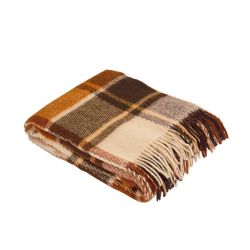  Braun-Beige Karo-Wolldecke 140x200 cm – 100% reine Neuseeland-Schurwolle, fig. 1 
