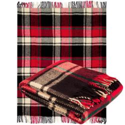  Red Tartan Wool Blanket 140x200cm, 100% New Zealand Sheep Wool, Warm Plaid Throw, fig. 3 
