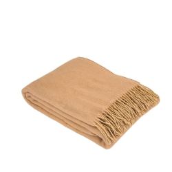 100% Merino Schurwolle Decke warm, Beige, 140×200 cm