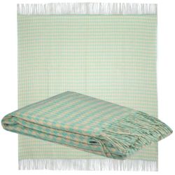  100% Merino Wool Throw Blanket - Teal & Cream Pattern, 140x200 cm (55x79 in), fig. 4 