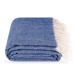  Blaue Kaschmir-Wolldecke 140x200 cm – Natur, Atmungsaktiv, Weich & Warm, Kuscheldecke, Sofa- & Bettüberwurf, fig. 1 