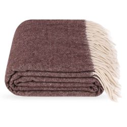  Braune Kaschmir-Wolldecke 140x200 cm – Natur, Atmungsaktiv, Weich & Warm, Kuscheldecke, Sofa- & Bettüberwurf, fig. 1 