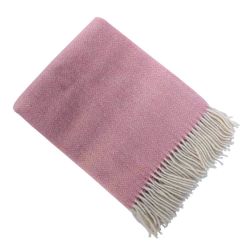  100% New Zealand Wool Throw Blanket – Pink, 140×200 cm (55″×79″) Herringbone, fig. 2 