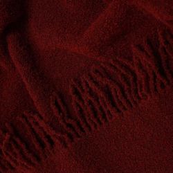  Dark Red Wool Throw Blanket with Fringe 55x79 in (140x200 cm) - Bouclé Throw, fig. 2 