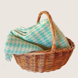  100% Merino Wool Throw Blanket - Teal & Cream Pattern, 140x200 cm (55x79 in), fig. 2 