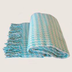  100% Merino Wool Throw Blanket - Teal & Cream Pattern, 140x200 cm (55x79 in), fig. 5 