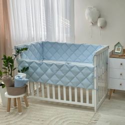  Gestepptes Bettnestchen Set 60x120 für Jungen, Blau/Weiß, 100% Baumwolle, 360 cm, fig. 4 