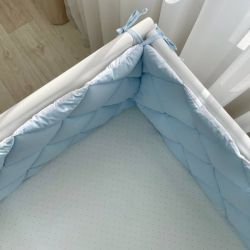  Gestepptes Bettnestchen Set 60x120 für Jungen, Blau/Weiß, 100% Baumwolle, 360 cm, fig. 5 