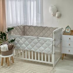  Komplettes Set gestepptes einfarbiges Nestchen für Babybett 60x120, beige/weiß, 100% Baumwolle, fig. 5 