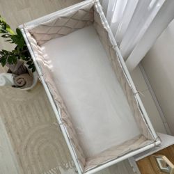  Komplettes Set gestepptes einfarbiges Nestchen für Babybett 60x120, beige/weiß, 100% Baumwolle, fig. 4 