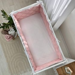  Komplettes gestepptes Bettnestchen 60x120 für Mädchen, Rosa/Weiß, 100% Baumwolle, 360 cm, fig. 3 