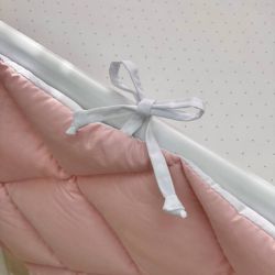  Komplettes gestepptes Bettnestchen 60x120 für Mädchen, Rosa/Weiß, 100% Baumwolle, 360 cm, fig. 4 