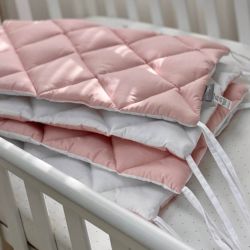  Komplettes gestepptes Bettnestchen 60x120 für Mädchen, Rosa/Weiß, 100% Baumwolle, 360 cm, fig. 5 