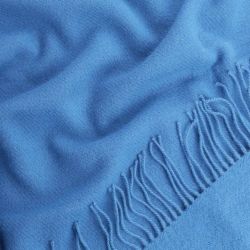  Hellblaue Wolldecke – 100% Wolle, warme Kuscheldecke mit Fransen, 140x200 cm, fig. 2 