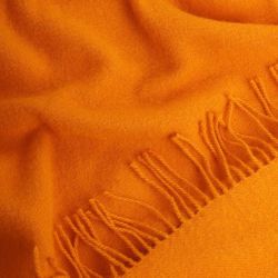  Orange Wolldecke – 100% reine Wolle, warme Kuscheldecke mit Fransen, 140x200 cm, fig. 2 