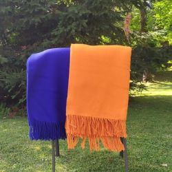  Orange Wolldecke – 100% reine Wolle, warme Kuscheldecke mit Fransen, 140x200 cm, fig. 6 