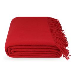  Rote Wolldecke – 100% reine Wolle, warme Kuscheldecke mit Fransen, 140x200 cm, fig. 1 