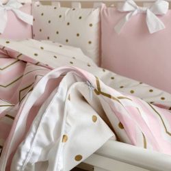  Babybett Komplettset SHINE Baby-Baumwoll-Bettwäsche-Set mit Bettumrandung-Kissen, Rosa 17-tlg, fig. 4 