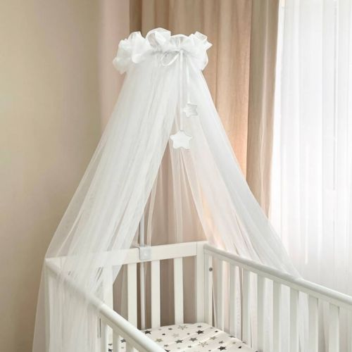  Weiße Betthimmel fürs Babybett 4m Tüll Baldachin, fig. 1 