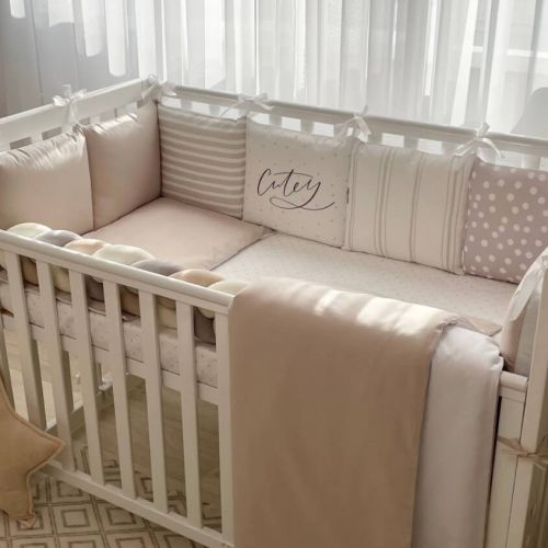  14-tlg Baby Bettwäsche Set mit Umrandung 'Cutey' 100% Baumwolle, fig. 2 