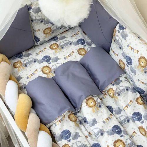  14-teiliges Bettwäsche-Set für Babybetten „Löwe & Auto“, 100 % Baumwolle, fig. 2 