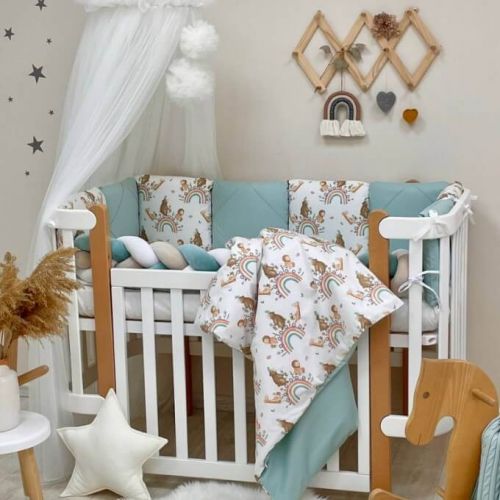  14-teiliges Baby Bettwäsche Set mit Umrandung 'Velo' 100% Baumwolle, fig. 1 